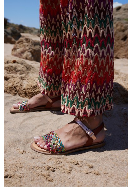 Palermo Kadın Siyah Örgu Desen Ispanya Uretım Sandalet modelleri