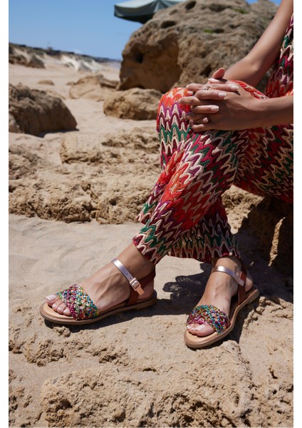 Palermo Kadın Siyah Örgu Desen Ispanya Uretım Sandalet fırsatları