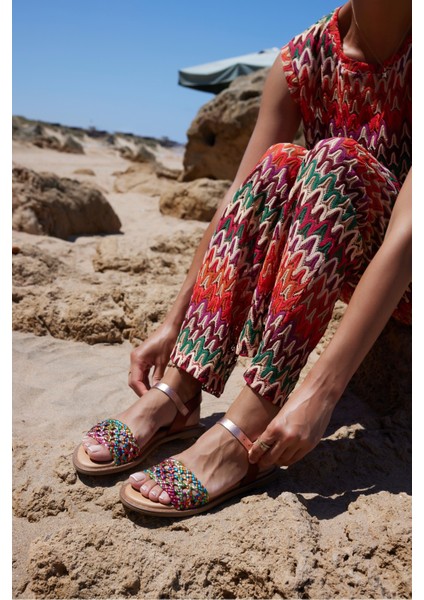 Palermo Kadın Siyah Örgu Desen Ispanya Uretım Sandalet indirimleri