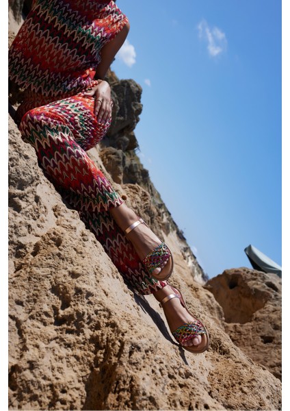 Palermo Kadın Siyah Örgu Desen Ispanya Uretım Sandalet