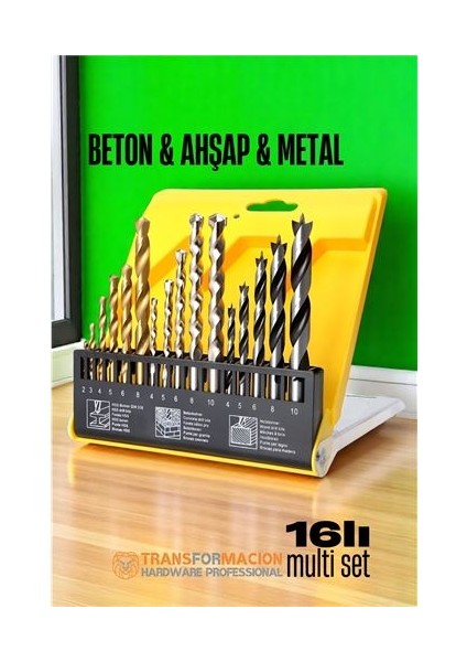 Matkap Ucu Seti Beton Metal Ahşap Matkap Ucu Drill Bits Set 16 Lı Set