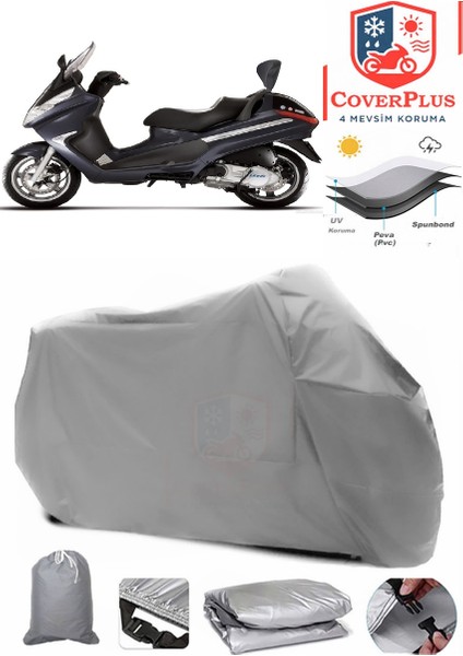 Piaggio X8 200 Motor Brandası Gri Motorsiket Brandası Motor Örtüsü Çadır Su Geçirmez Motosiklet Kılıfı Motor Brandası