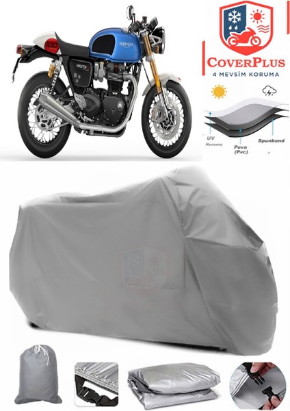 Triumph Thruxton Rs Motor Brandası Gri Motorsiket Brandası Motor Örtüsü Çadır Su Geçirmez Motosiklet Kılıfı Motor Brandası