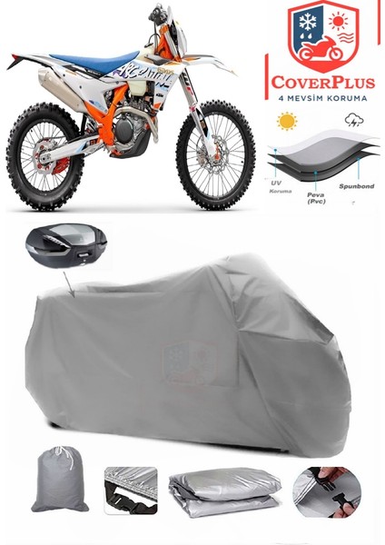 Ktm 530 Exc Motor Brandası Gri Arka Çanta Uyumlu Motorsiket Brandası Motor Örtüsü Çadır Su Geçirmez Motosiklet Kılıfı Motor Brandası