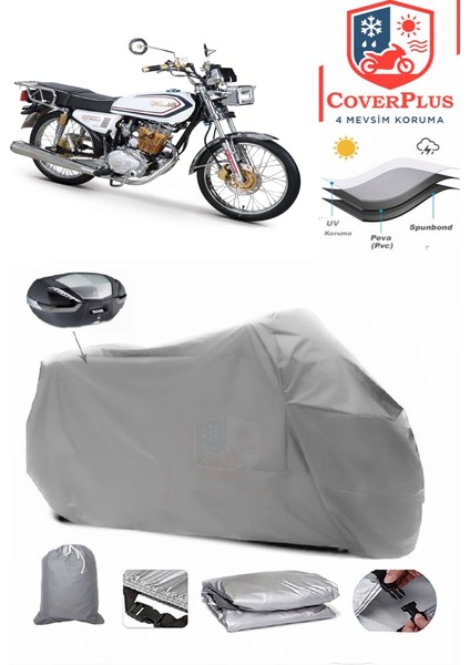 Kuba Çita 50R Gold Motor Brandası Gri Arka Çanta Uyumlu Motorsiket Brandası Motor Örtüsü Çadır Su Geçirmez Motosiklet Kılıfı Motor Brandası