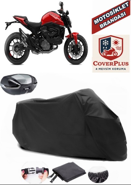 Ducati Monster 937 Motor Brandası Siyah Arka Çanta Uyumlu Motorsiket Brandası Motor Örtüsü Çadır Su Geçirmez Motosiklet Kılıfı Motor Brandası
