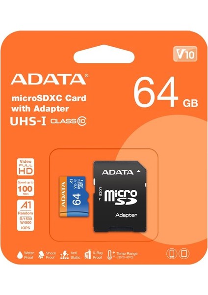 Adata 64GB Premier Microsdxc Card With Adapter Uhs-I CLASS10 V10 Hafıza Kartı fiyatları