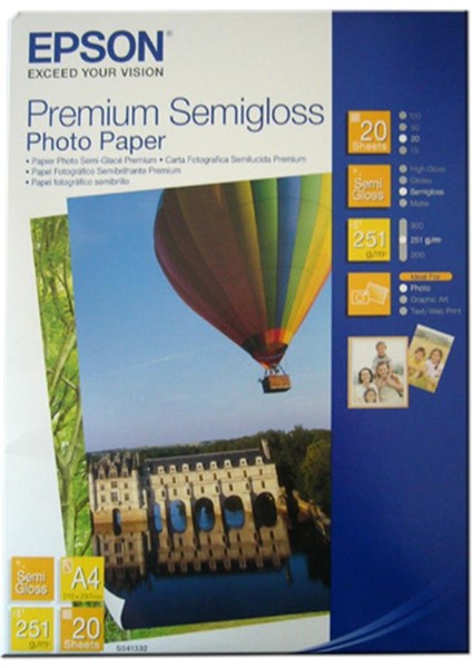 Epson A4 251GRAM 20'li Premium Semigloss Fotoğraf Kağıdı S041332