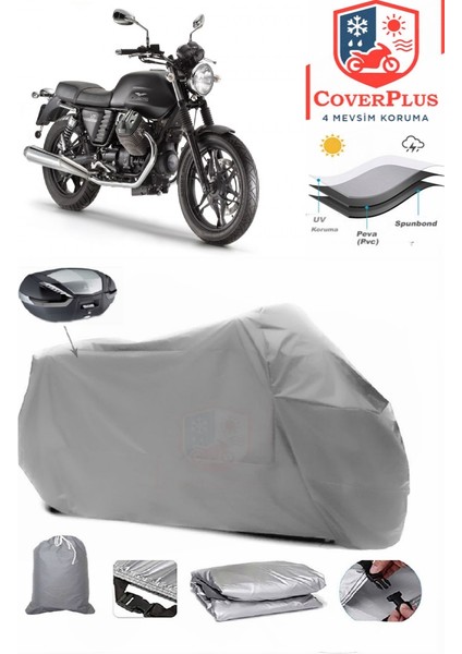 Moto Guzzi Stone 750 Motor Brandası Gri Arka Çanta Uyumlu Motorsiket Brandası Motor Örtüsü Çadır Su Geçirmez Motosiklet Kılıfı Motor Brandası