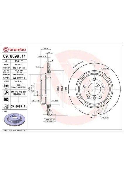 09869911 Arka Sag Fren Diski 34212227177