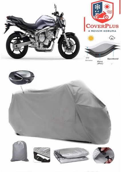 Yamaha Fz6 Fazer Abs Motor Brandası Gri Arka Çanta Uyumlu Motorsiket Brandası Motor Örtüsü Çadır Su Geçirmez Motosiklet Kılıfı Motor Brandası