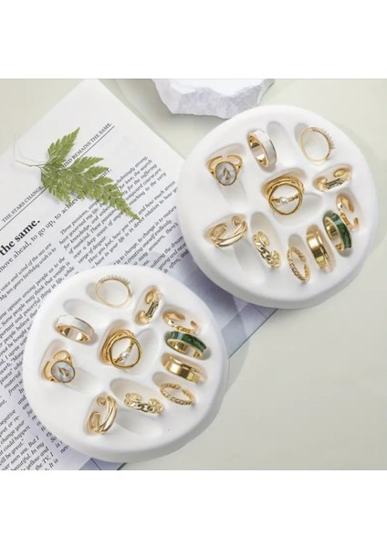 Şık Beyaz Takı Tabağı, Organizer ve Dekoratif Ürün Çekim Için Mükemmel