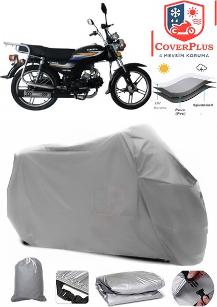 Kral Motor KR-100-2A Motor Brandası Gri Motorsiket Brandası Motor Örtüsü Çadır Su Geçirmez Motosiklet Kılıfı Motor Brandası