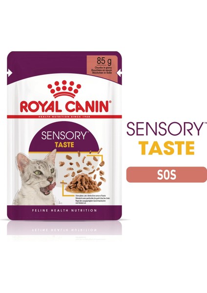 Sensory Tat Duyusu için Sos İçerisinde Yaş Kedi Maması 12 x 85g