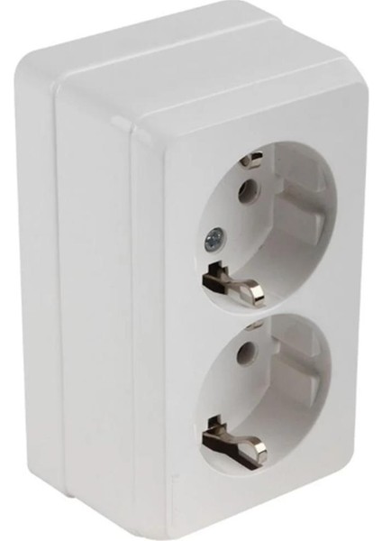 Mutlusan Bron Sıva Üstü Ikili Topraklı Priz Beyaz (2160 202 0201)