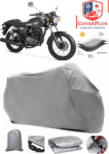 Rks Cafe 152 Motor Brandası Gri Motorsiket Brandası Motor Örtüsü Çadır Su Geçirmez Motosiklet Kılıfı Motor Brandası