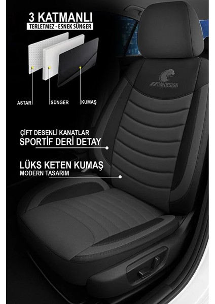 Mitsubishi Sapporo I (A12_) 2.0 (A123) (107 Hp) 1978 Panther Serisi Uyumlu Keten Oto Koltuk Kılıfı Füme fiyatları