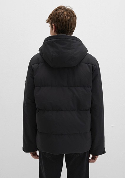 Su İtici Kapüşonlu Siyah Şişme Mont 0110675-71379 fırsatları