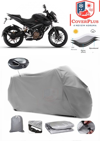 Bajaj Pulsar Ns 200 Motor Brandası Gri Arka Çanta Uyumlu Motorsiket Brandası Motor Örtüsü Çadır Su Geçirmez Motosiklet Kılıfı Motor Brandası