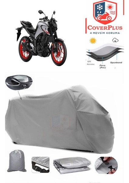 Yamaha Mt-25 Abs Motor Brandası Gri Arka Çanta Uyumlu Motorsiket Brandası Motor Örtüsü Çadır Su Geçirmez Motosiklet Kılıfı Motor Brandası