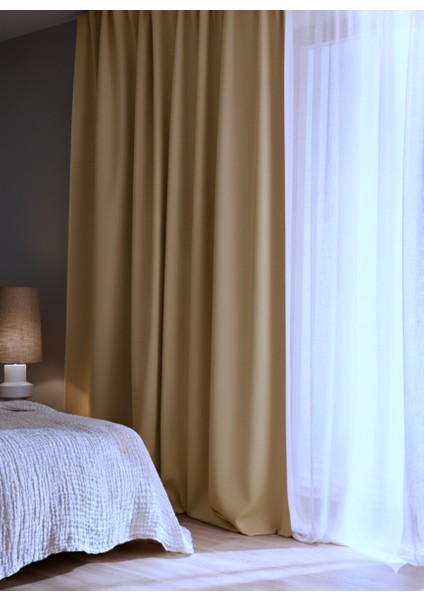 Koyu Sarı - Karartma Perde Blackout - Pilesiz Düz Dikim - KS150