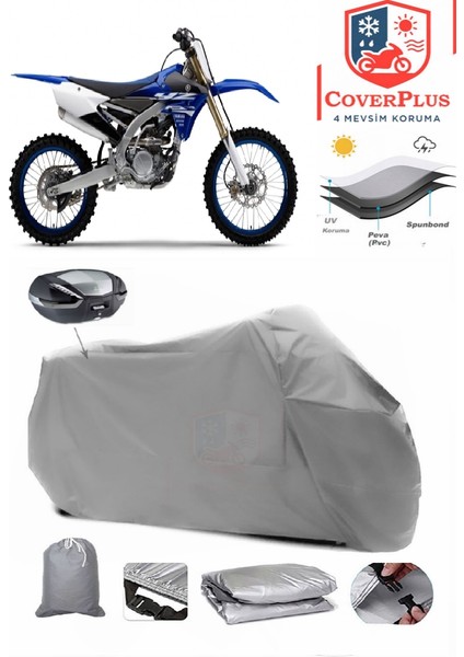Yamaha Yz 250 F Motor Brandası Gri Arka Çanta Uyumlu Motorsiket Brandası Motor Örtüsü Çadır Su Geçirmez Motosiklet Kılıfı Motor Brandası