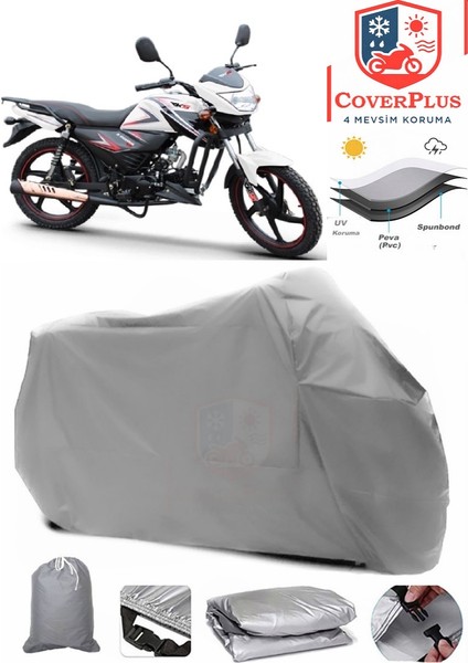 Rks x Power 50 Motor Brandası Gri Motorsiket Brandası Motor Örtüsü Çadır Su Geçirmez Motosiklet Kılıfı Motor Brandası