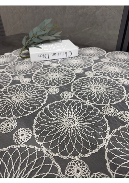Dantelli Masa Örtüsü Fiskos Örtüsü (Ekru) modelleri