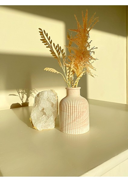 Iskandinav Tasarım Dekoratif Vazo Pastel Tonları - Kahverengi Mermer Desen