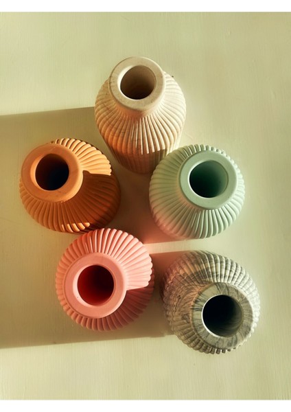 Iskandinav Tasarım Dekoratif Vazo Pastel Tonları - Kahverengi Mermer Desen modelleri