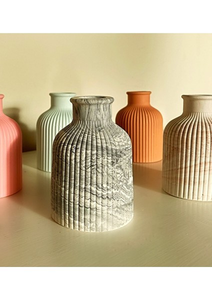 Iskandinav Tasarım Dekoratif Vazo Pastel Tonları - Kahverengi Mermer Desen fırsatları