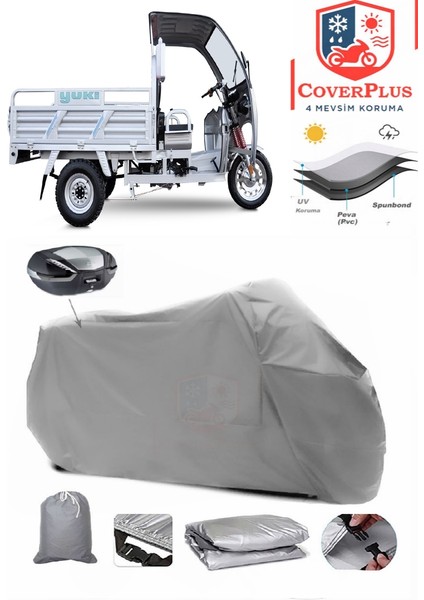 Yuki Yk- 250 Zh Ayder Motor Brandası Gri Arka Çanta Uyumlu Motorsiket Brandası Motor Örtüsü Çadır Su Geçirmez Motosiklet Kılıfı Motor Brandası