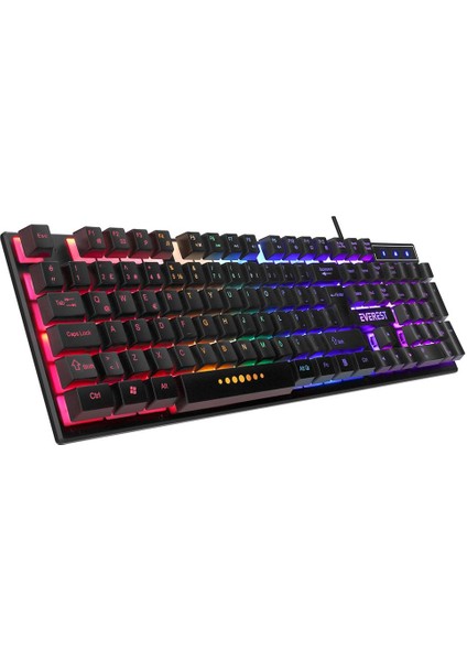 Everest Kb-24 Siyah Rainbow Q Membrane Oyuncu Klavyesi