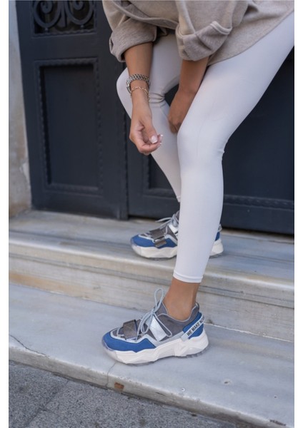Breckas Mavi Gri Cirtli Sneakers