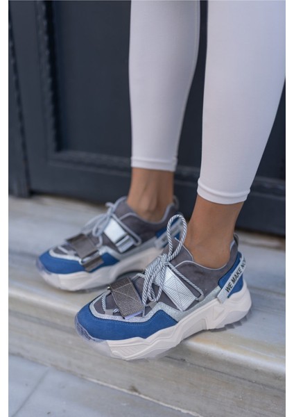 Breckas Mavi Gri Cirtli Sneakers modelleri