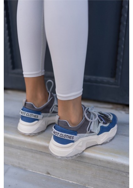 Breckas Mavi Gri Cirtli Sneakers indirimleri