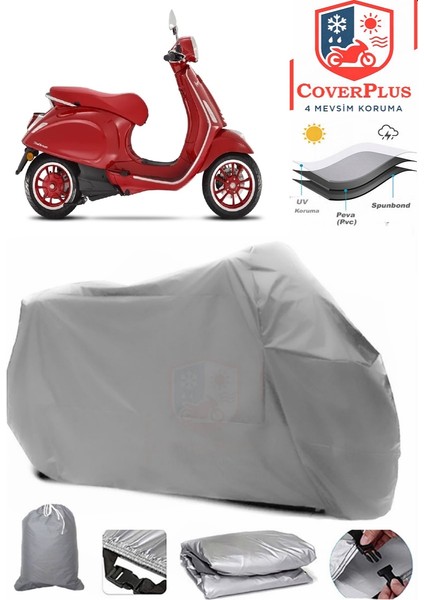 Vespa Elettrıca Motor Brandası Gri Motorsiket Brandası Motor Örtüsü Çadır Su Geçirmez Motosiklet Kılıfı Motor Brandası