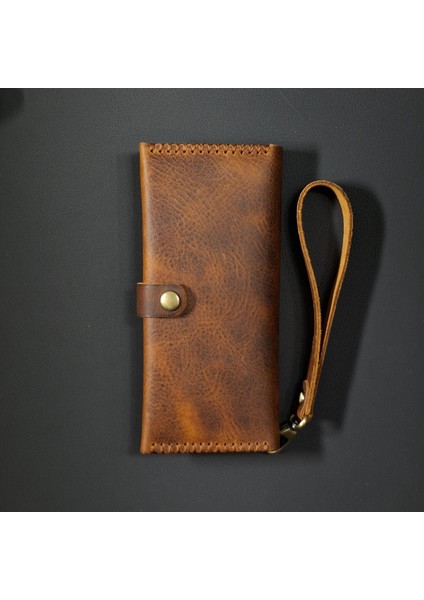 Uzun Cüzdan Bilek Askılı Gerçek Deri El Yapımı Telefon Çantası modelleri