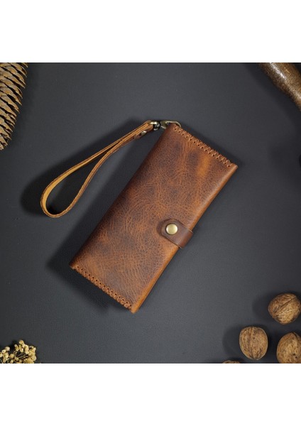 Uzun Cüzdan Bilek Askılı Gerçek Deri El Yapımı Telefon Çantası fırsatları
