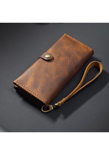 Uzun Cüzdan Bilek Askılı Gerçek Deri El Yapımı Telefon Çantası indirimleri