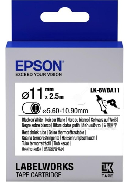 Epson LK-4WBA5 Beyaz Üzeri Siyah Makaron (3-5,7 mm Çap) 2,5metre