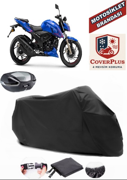 Tvs Apache Rtr 200 Motor Brandası Siyah Arka Çanta Uyumlu Motorsiket Brandası Motor Örtüsü Çadır Su Geçirmez Motosiklet Kılıfı Motor Brandası