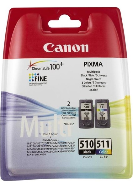 Canon PG-510 CL-511 Photo Value Kağıt Hediyeli 2 Li Mürekkep Kartuş