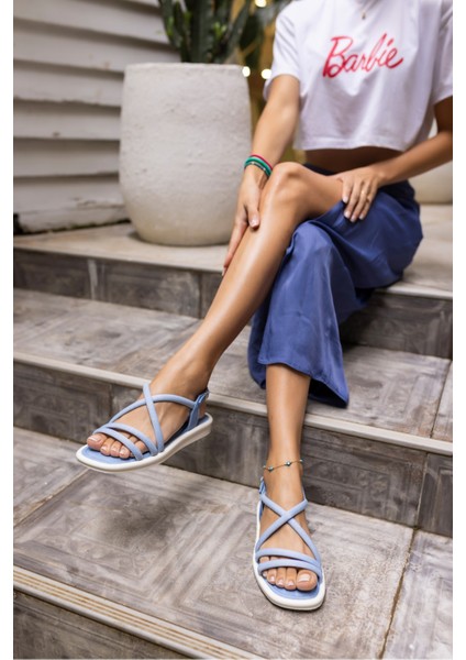 Make Kadın Kot Mavi Bantli Sandalet fiyatları