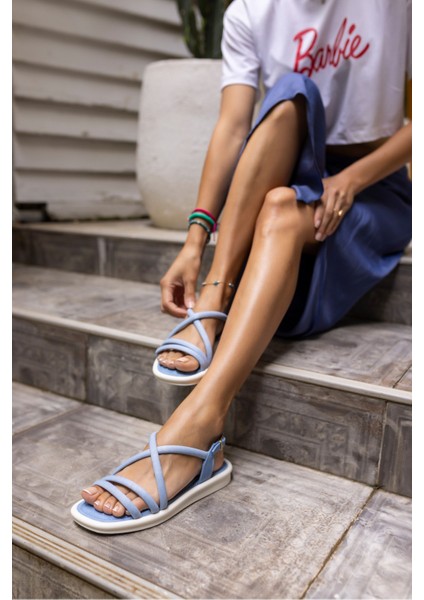 Make Kadın Kot Mavi Bantli Sandalet modelleri
