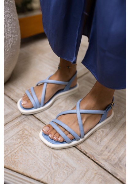 Make Kadın Kot Mavi Bantli Sandalet fırsatları