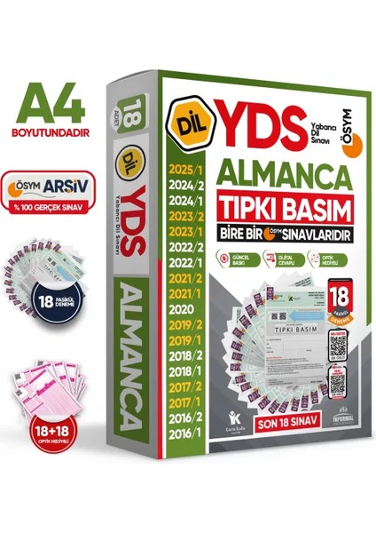 2026 YDS Almanca ÖSYM Tıpkı Basım Çıkmış Soru Deneme Paketi 18li Fasikül SETİ