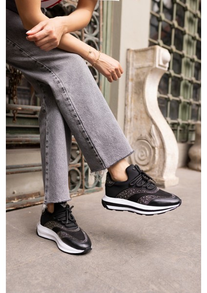 Colle Kadin Siyah Scuba Malzeme Siyah Taş Sneaker fiyatları
