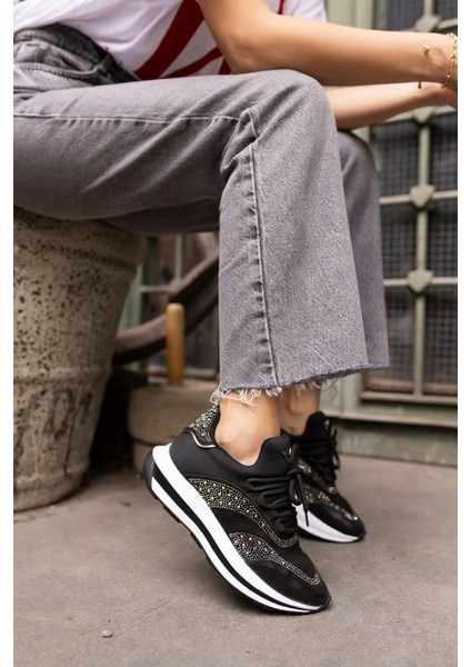Colle Kadin Siyah Scuba Malzeme Siyah Taş Sneaker