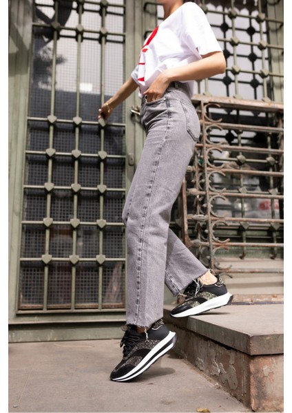 Colle Kadin Siyah Scuba Malzeme Siyah Taş Sneaker